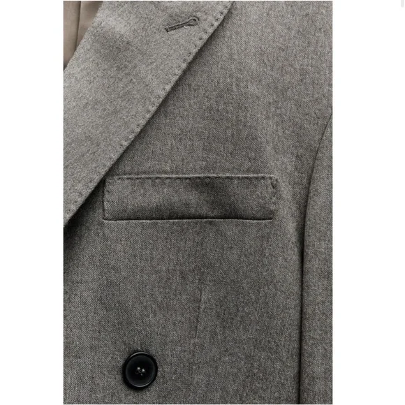 Zara Taupe Gray Double Breasted Wool Blazer Coat ZW Collection NWT - Picture 12 of 16